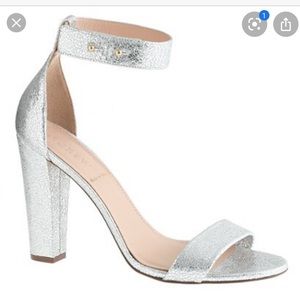 Lacie Silver Crackled Leather Block Heeled Sandal